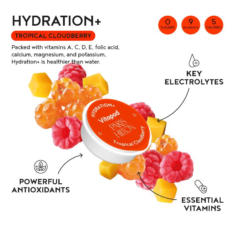 Paris Hilton x Vitapod Hydration+ Tropical Cloudberry, 28 pods