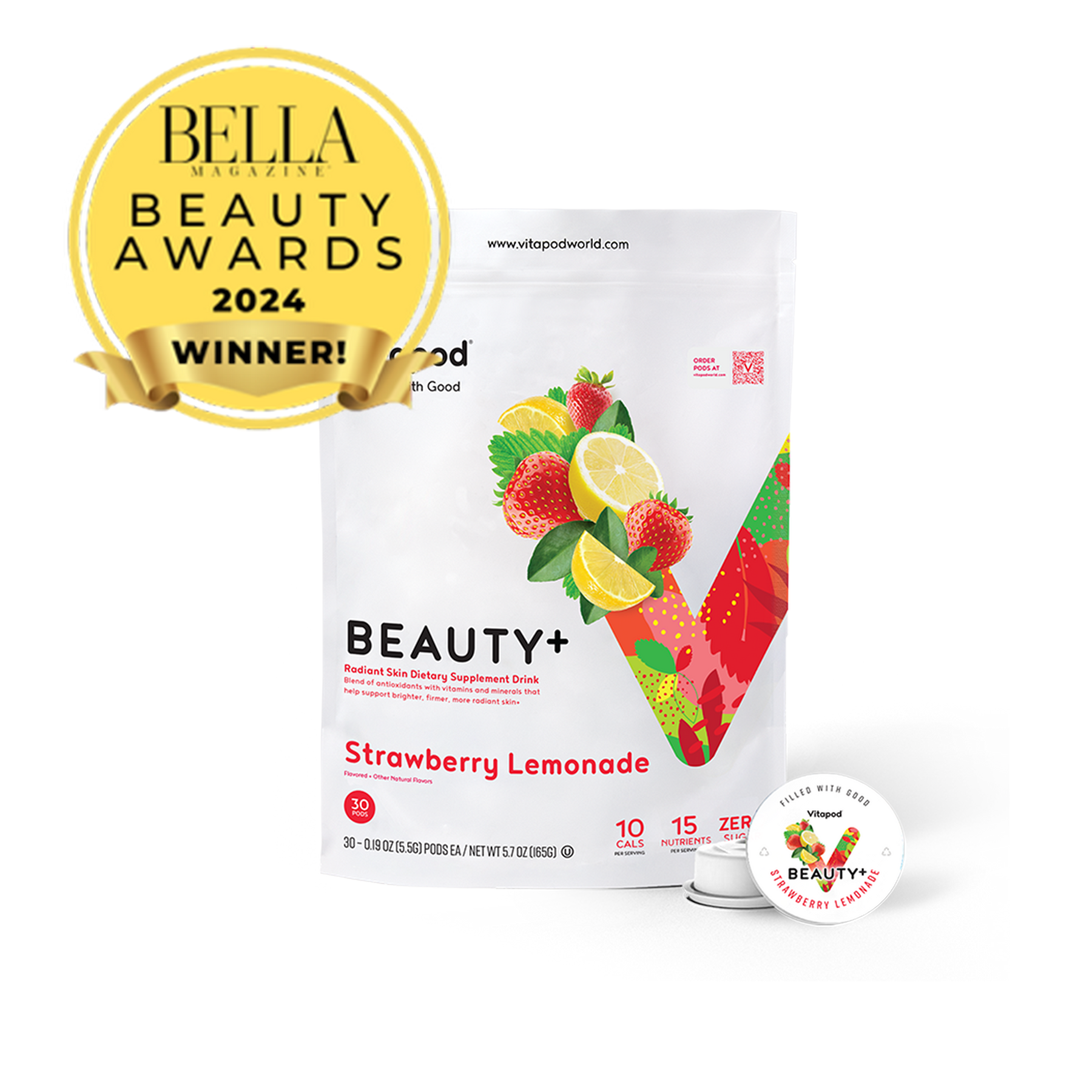 Vitapod Beauty+ Strawberry Lemonade pods, Bella Magazine Beauty Awards 2024 winner