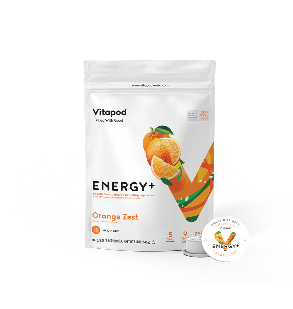Vitapod Energy+| Clean, Jitter-free Energy Drink, Orange