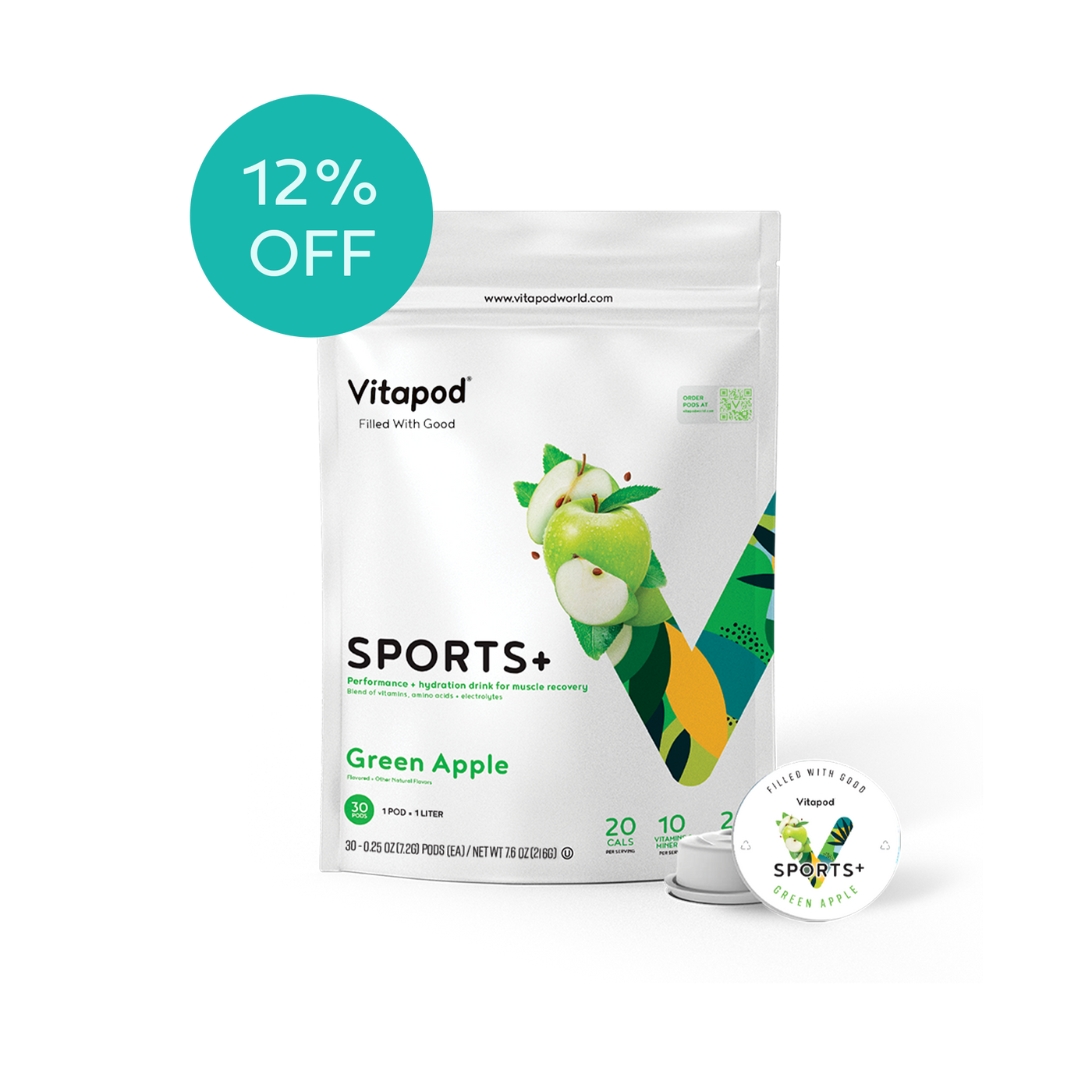 Sports+ Green Apple, 30 Pods